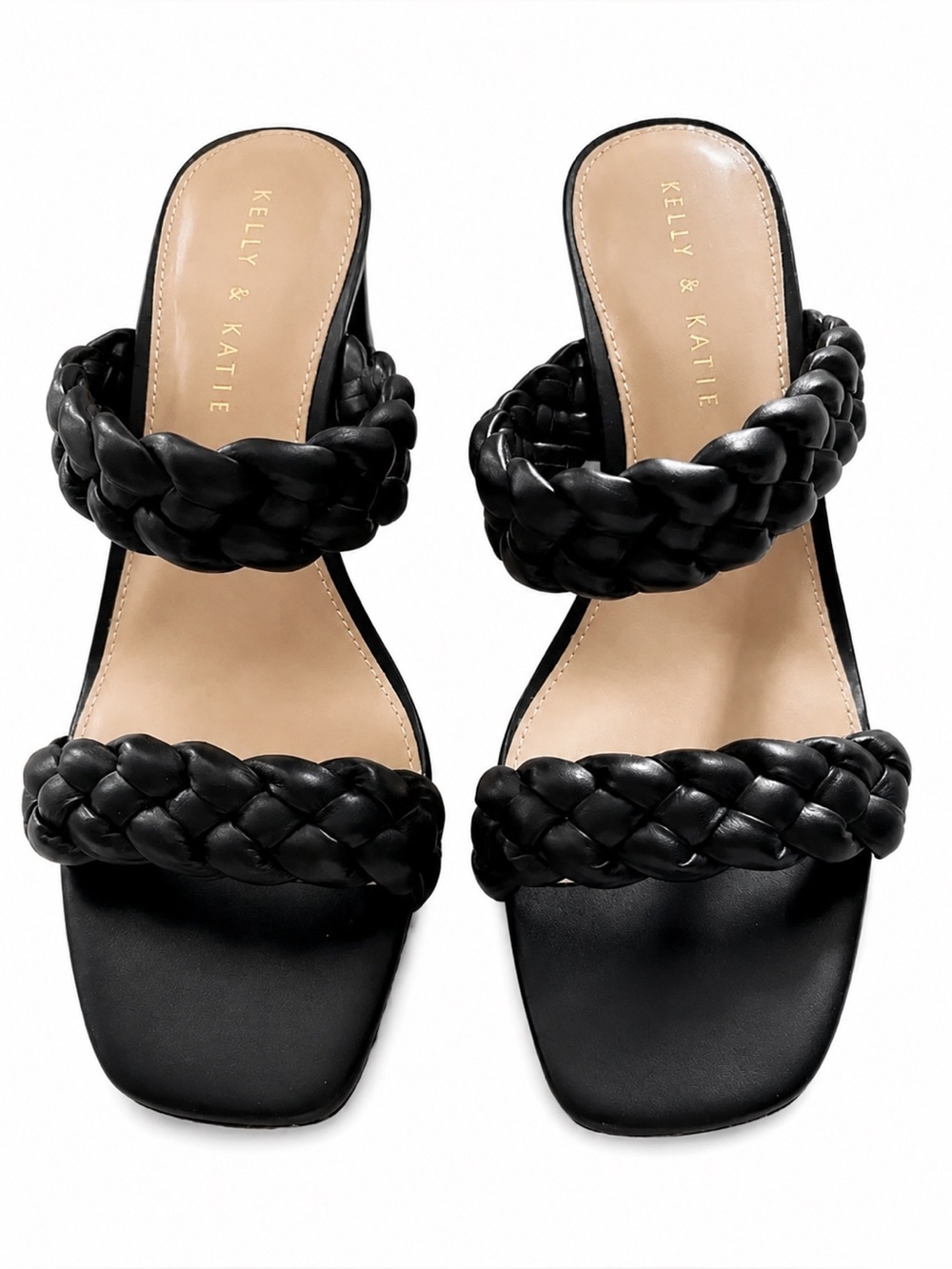 Kelly & Katie Black Braided Block Heel Sandals Size 8